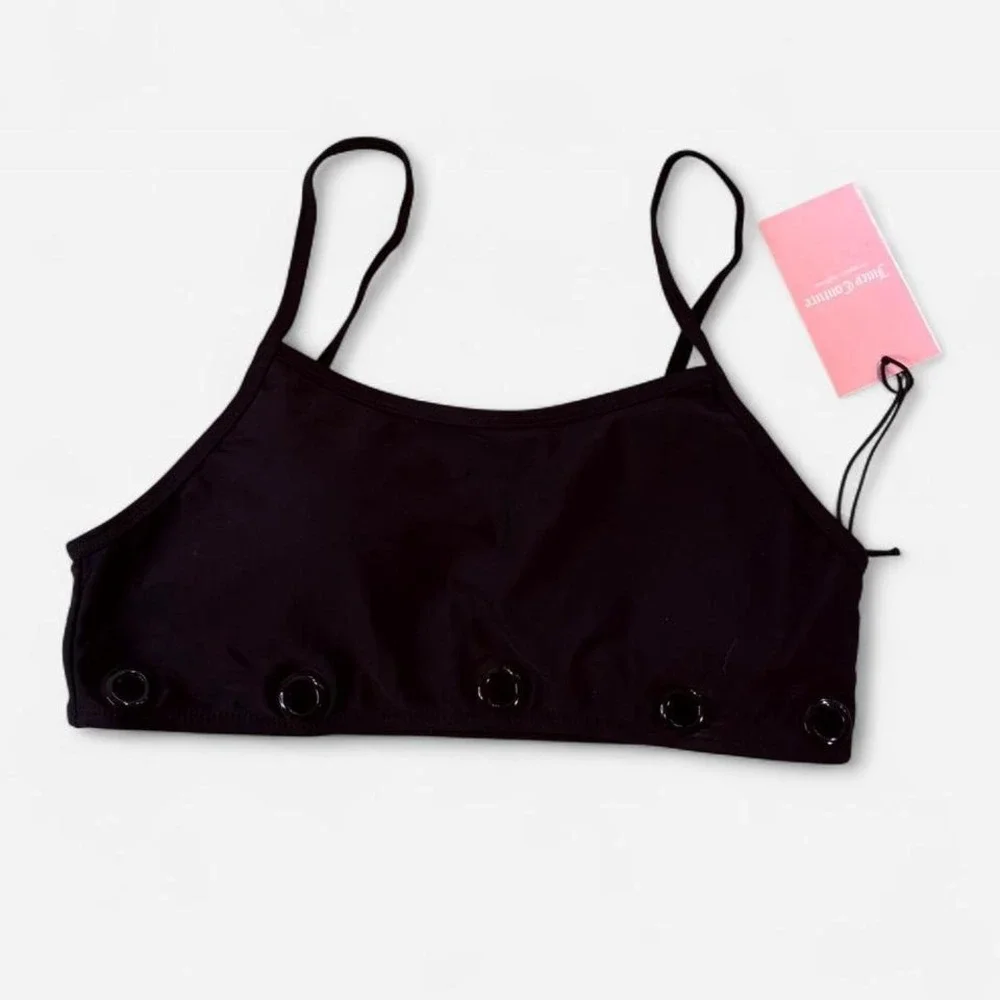 Juicy Couture‎ Black High Waisted Bikini Set Grommets Swimsuit - NEW WITH TAGS